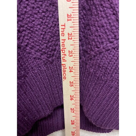 VTG Woodstock Bernard 100% Virgin Wool Purple Cable Knit Shawl Men's Size Large - Picture 5 of 6